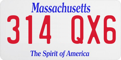 MA license plate 314QX6