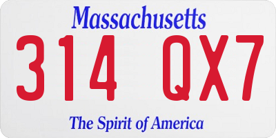 MA license plate 314QX7