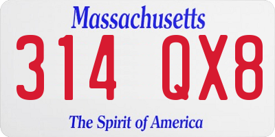 MA license plate 314QX8