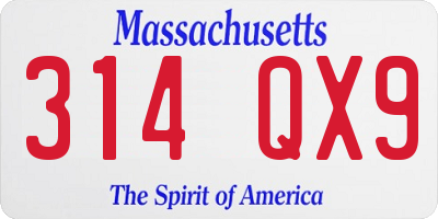 MA license plate 314QX9