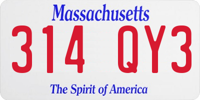 MA license plate 314QY3