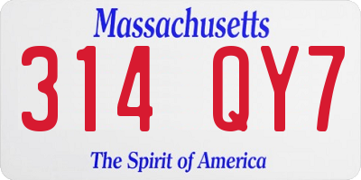 MA license plate 314QY7