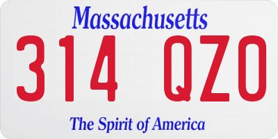 MA license plate 314QZ0