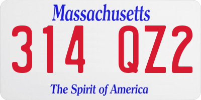 MA license plate 314QZ2