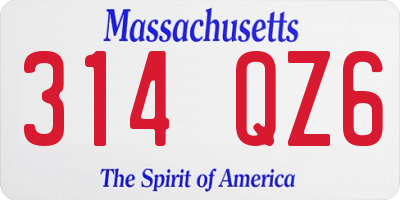 MA license plate 314QZ6