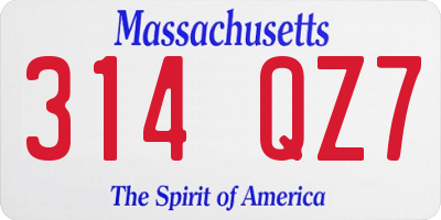MA license plate 314QZ7