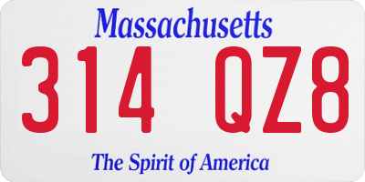 MA license plate 314QZ8