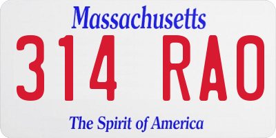 MA license plate 314RA0