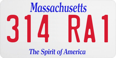 MA license plate 314RA1