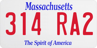 MA license plate 314RA2