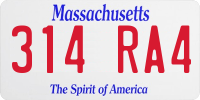MA license plate 314RA4