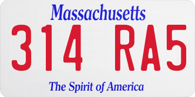 MA license plate 314RA5
