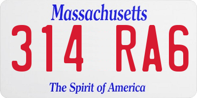 MA license plate 314RA6