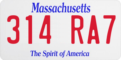MA license plate 314RA7