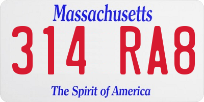 MA license plate 314RA8