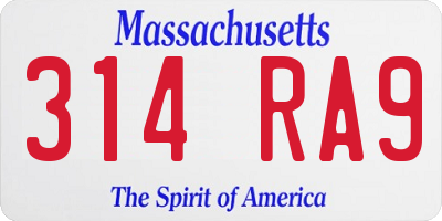MA license plate 314RA9