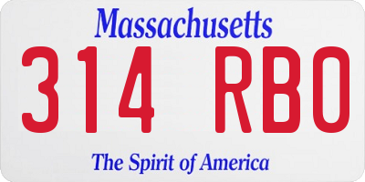 MA license plate 314RB0