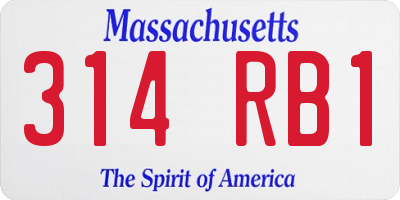 MA license plate 314RB1