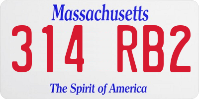 MA license plate 314RB2