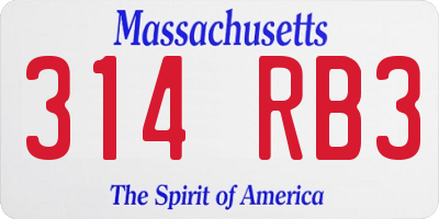 MA license plate 314RB3