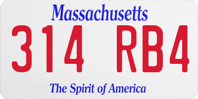 MA license plate 314RB4