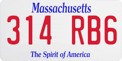 MA license plate 314RB6