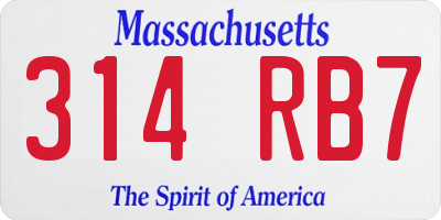 MA license plate 314RB7