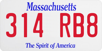 MA license plate 314RB8