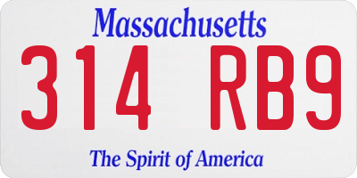 MA license plate 314RB9