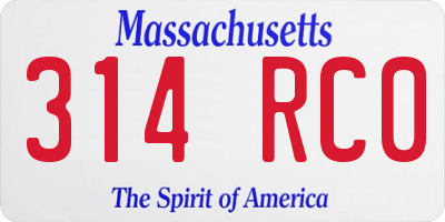 MA license plate 314RC0