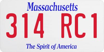MA license plate 314RC1