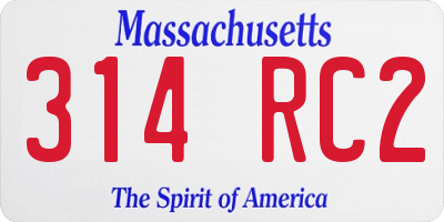 MA license plate 314RC2