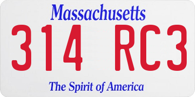 MA license plate 314RC3