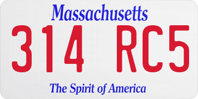 MA license plate 314RC5