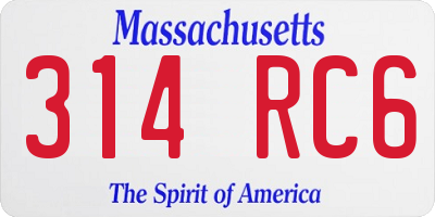 MA license plate 314RC6