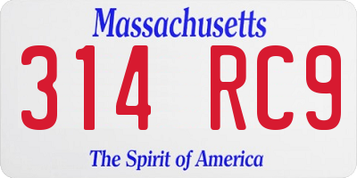MA license plate 314RC9