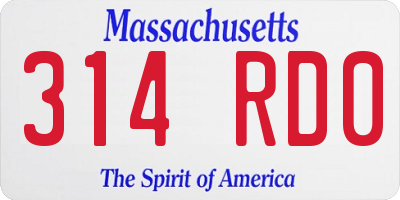 MA license plate 314RD0