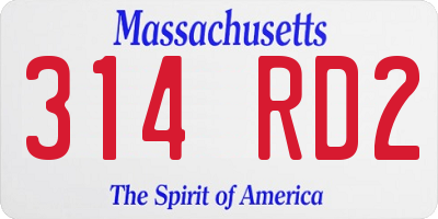 MA license plate 314RD2