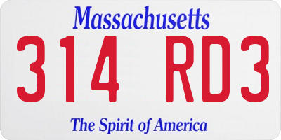 MA license plate 314RD3
