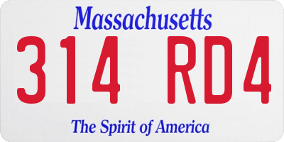 MA license plate 314RD4