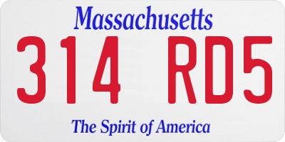 MA license plate 314RD5