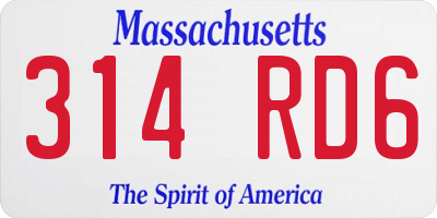 MA license plate 314RD6