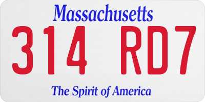 MA license plate 314RD7