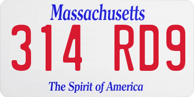 MA license plate 314RD9