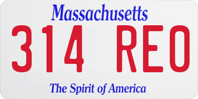 MA license plate 314RE0