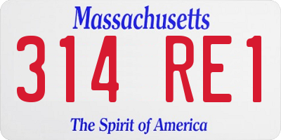 MA license plate 314RE1