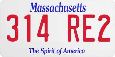 MA license plate 314RE2