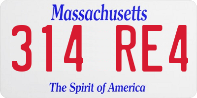 MA license plate 314RE4