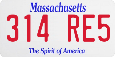 MA license plate 314RE5
