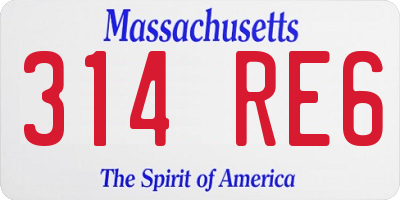 MA license plate 314RE6